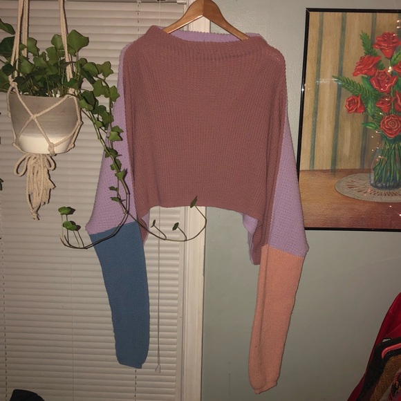 prettylittlething color-block oversized knit crop - Picture 3 of 5